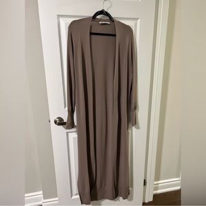 Taupe Full Length Open Cardigan